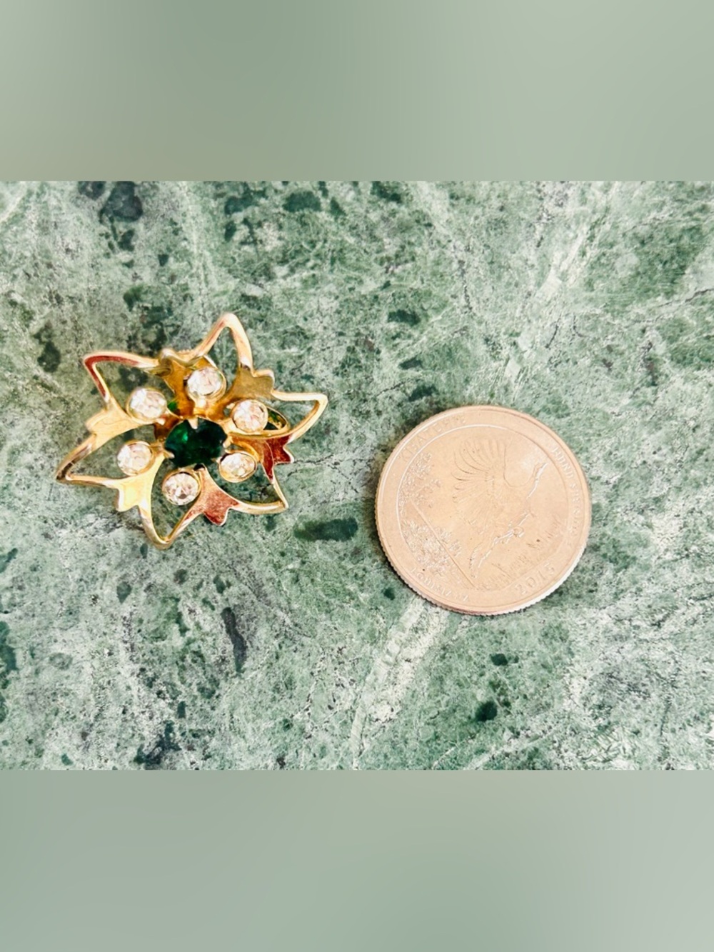 Vintage Set 1940s-1950s Gold Tone RhinestoneFloralBrooch & Screw-Back Earrings - Picture 4 of 13